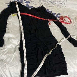 Memoriesea Mesh Long Sleeve Off Shoulders Ruched Bodycon Mini Dress